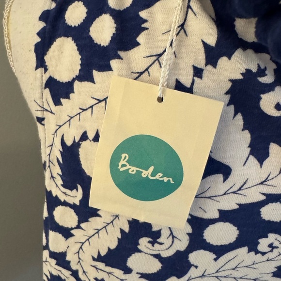 BODEN shirt top tank sleeveless Pom-Pom tassel geometric print blue 10 NWT - Picture 4 of 10